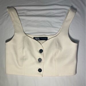 Zara White Sweetheart Vest waistcoat top